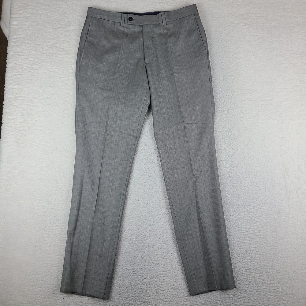 Ted Baker London Pants Mens 34x33 Gray Jefferson Slim Straight 100% Wool